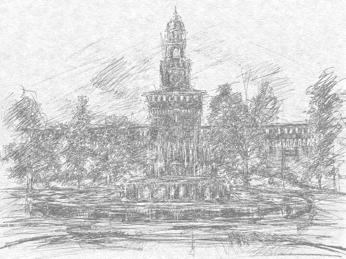 Castello Sforzesco — disegno a tratto